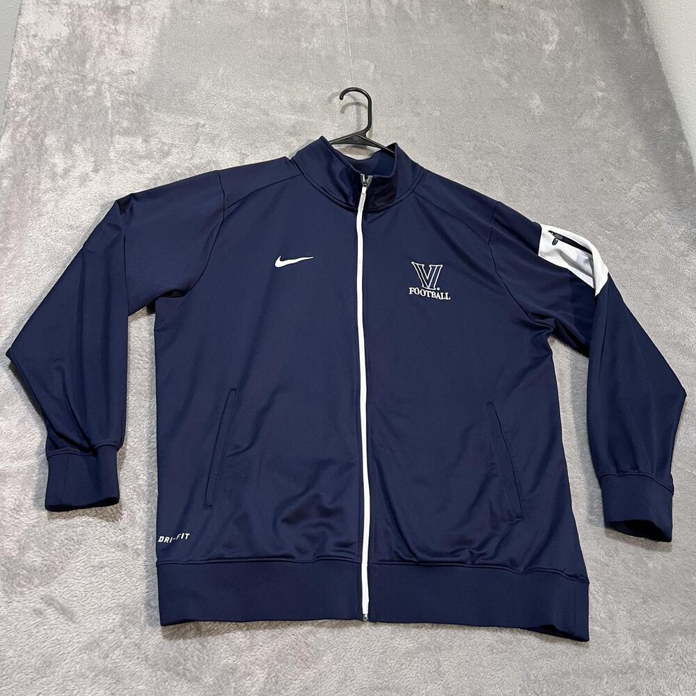Villanova Wildcats Jacket Mens Large Blue NCAA Football Nike Dri Fit Full Zip